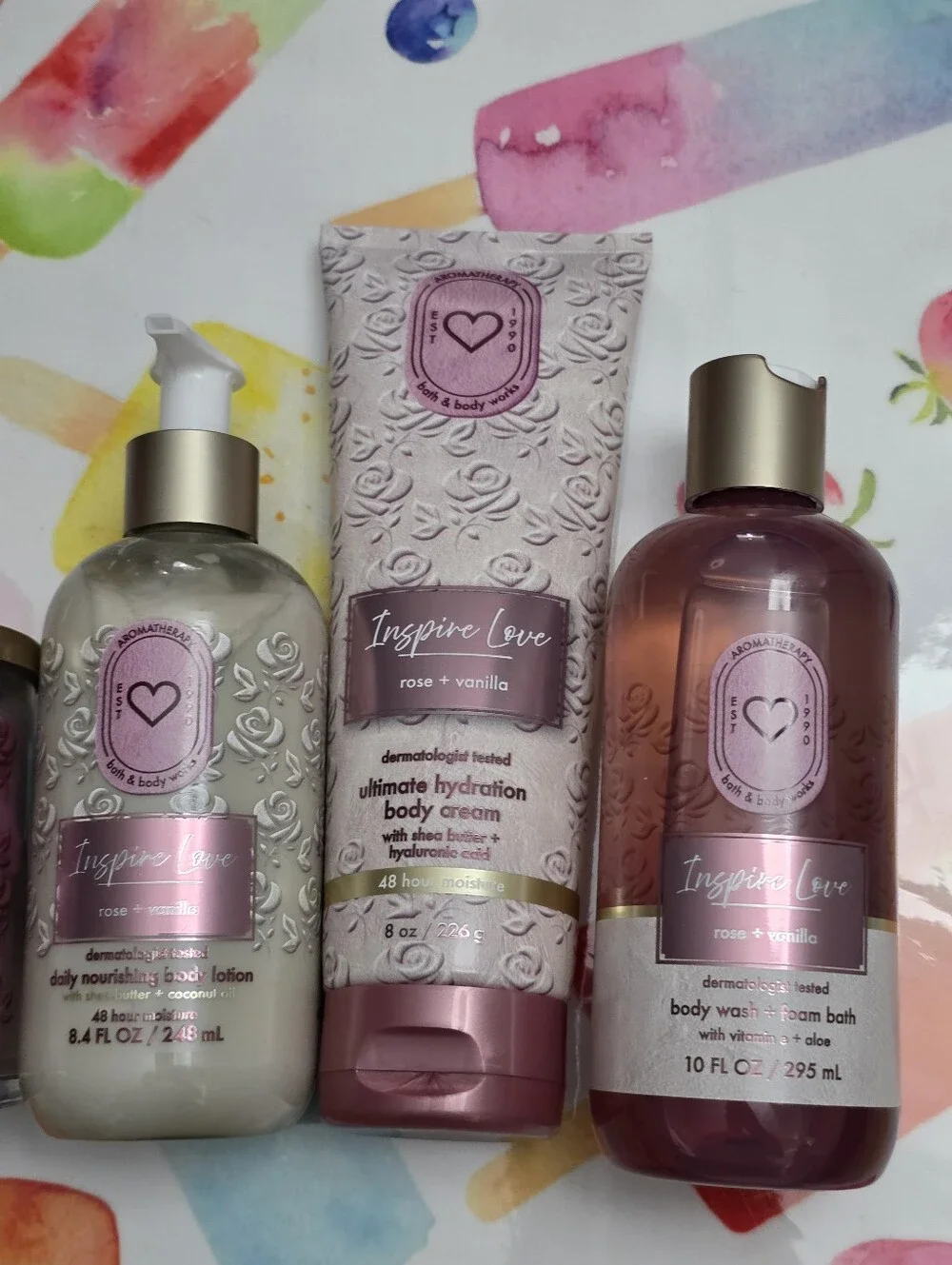 Bath & Body Works Inspire Love Rose + Vanilla 5 Piece Gift Set New RARE